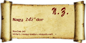 Nagy Zádor névjegykártya